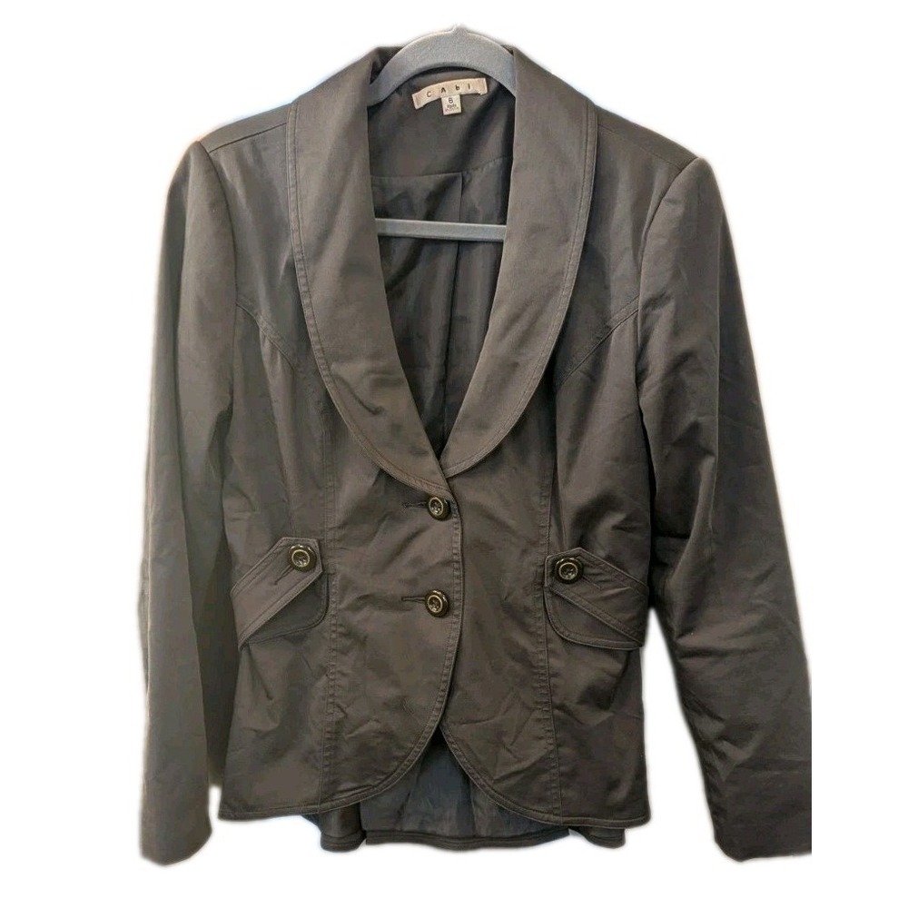 CABi Women's 6 Peplum Jacket Work It Blazer Charcoal Gray Long Sleeve Career